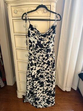 Black & White Cow Print Slip Dress